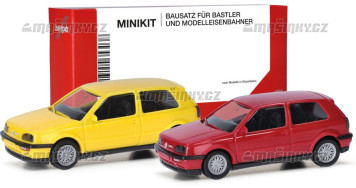 H0 - MiniKit VW Golf III VR6, lut/erven (2 kusy)