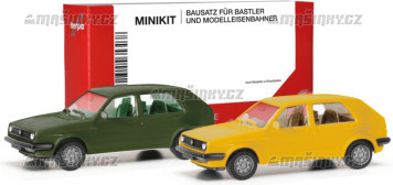 H0 - MiniKit VW Golf II, olivov zelen/lut (2 kusy)